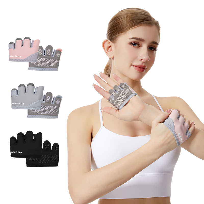 Pilates & Yoga With Katja Youtube - Pair of Fitness Fingerless Gloves: Anti-Blister