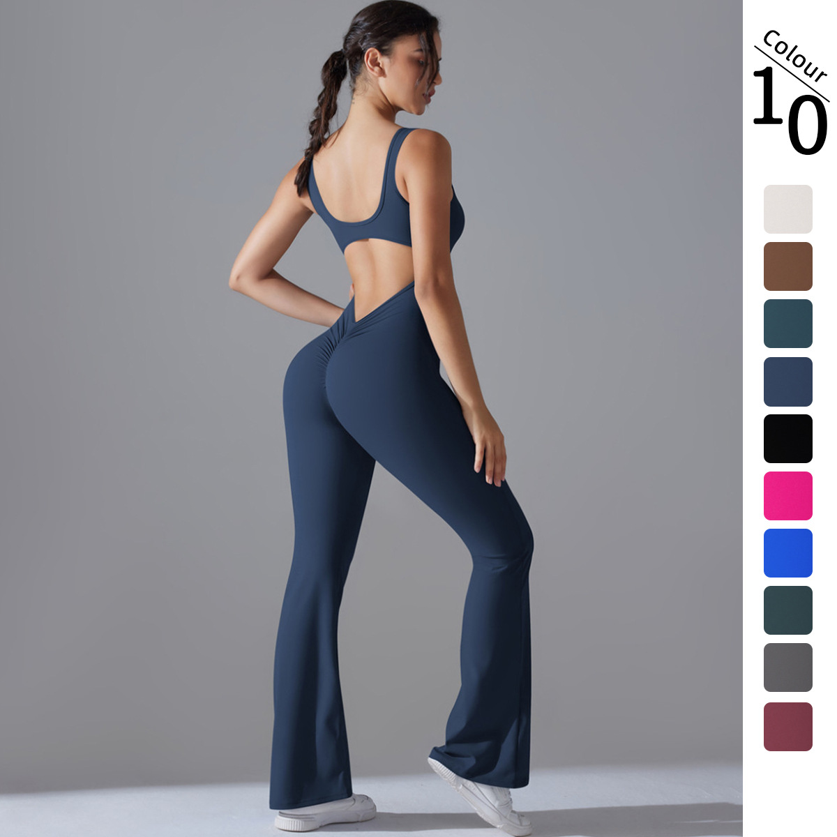 Pilates Yoga Set - Sexy Back V Jumpsuit Gym Set