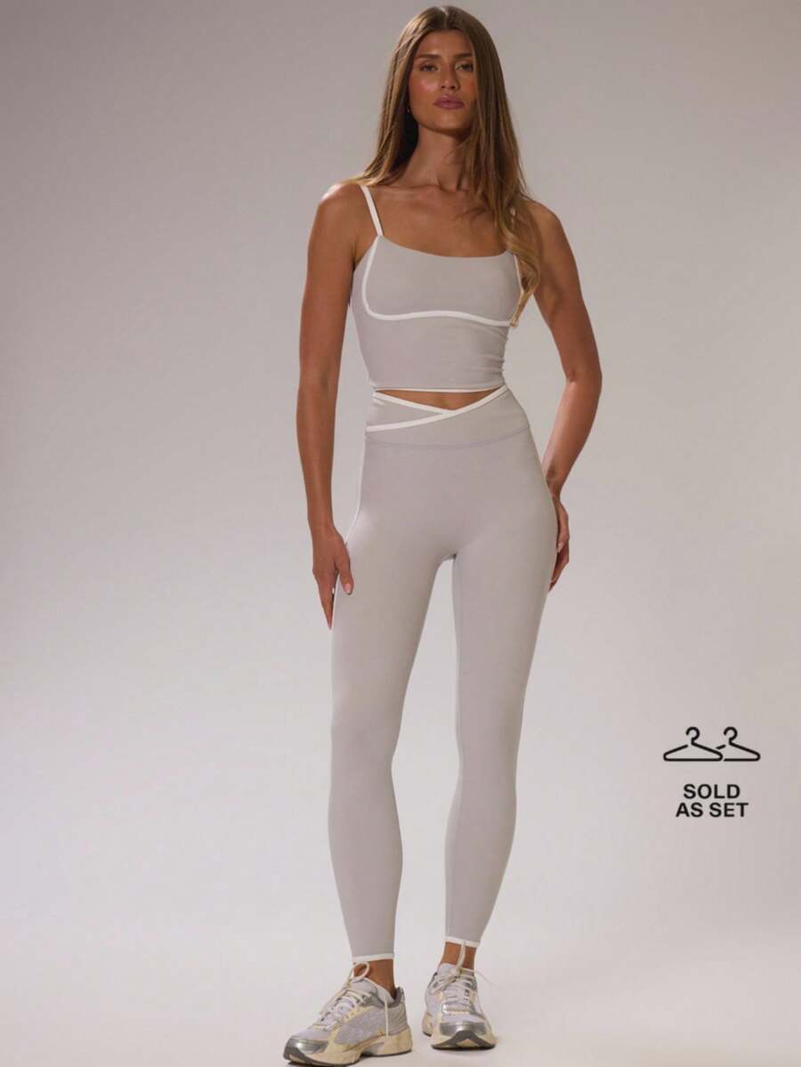 Contrast Piping Fitted Crop To – Pilates Yoga Set Bewertung und Preis